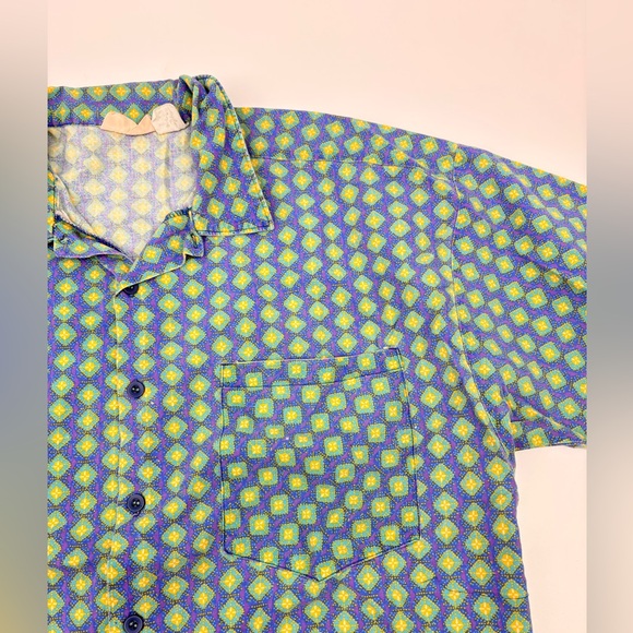 Vintage | Frankenstein brand | Men's Blue and Green funky Patterned Shirt - Picture 4 of 6